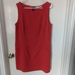 Loft Red Orange Sleeveless Shift Dress Size 12